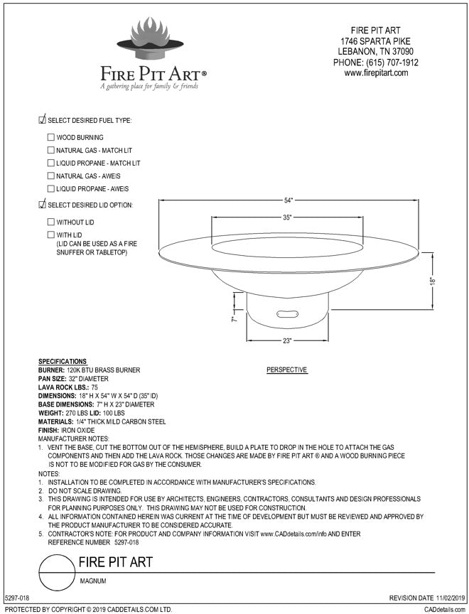 Magnum with Lid dimensions drawing