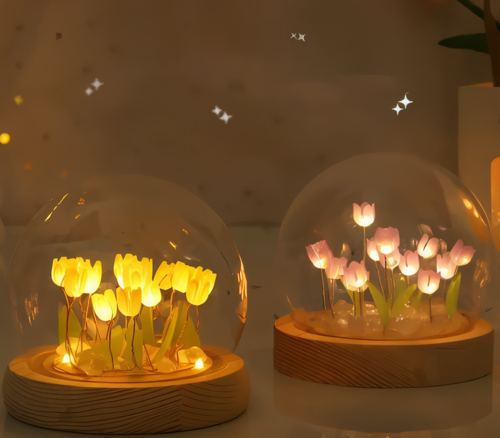 ArtifiTulip Table Lamp - Charming DIY LED Flower Night Lamp