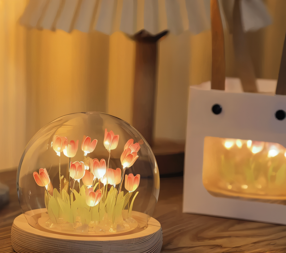 ArtifiTulip Table Lamp - Charming DIY LED Flower Night Lamp