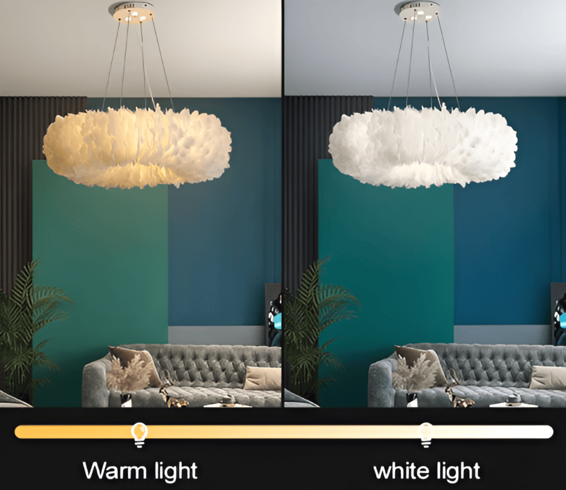 CircPlume Ceiling Lamp - Luxury Round Ceiling Lamp with White Feathers