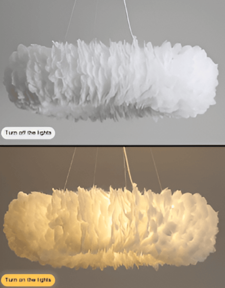CircPlume Ceiling Lamp - Luxury Round Ceiling Lamp with White Feathers