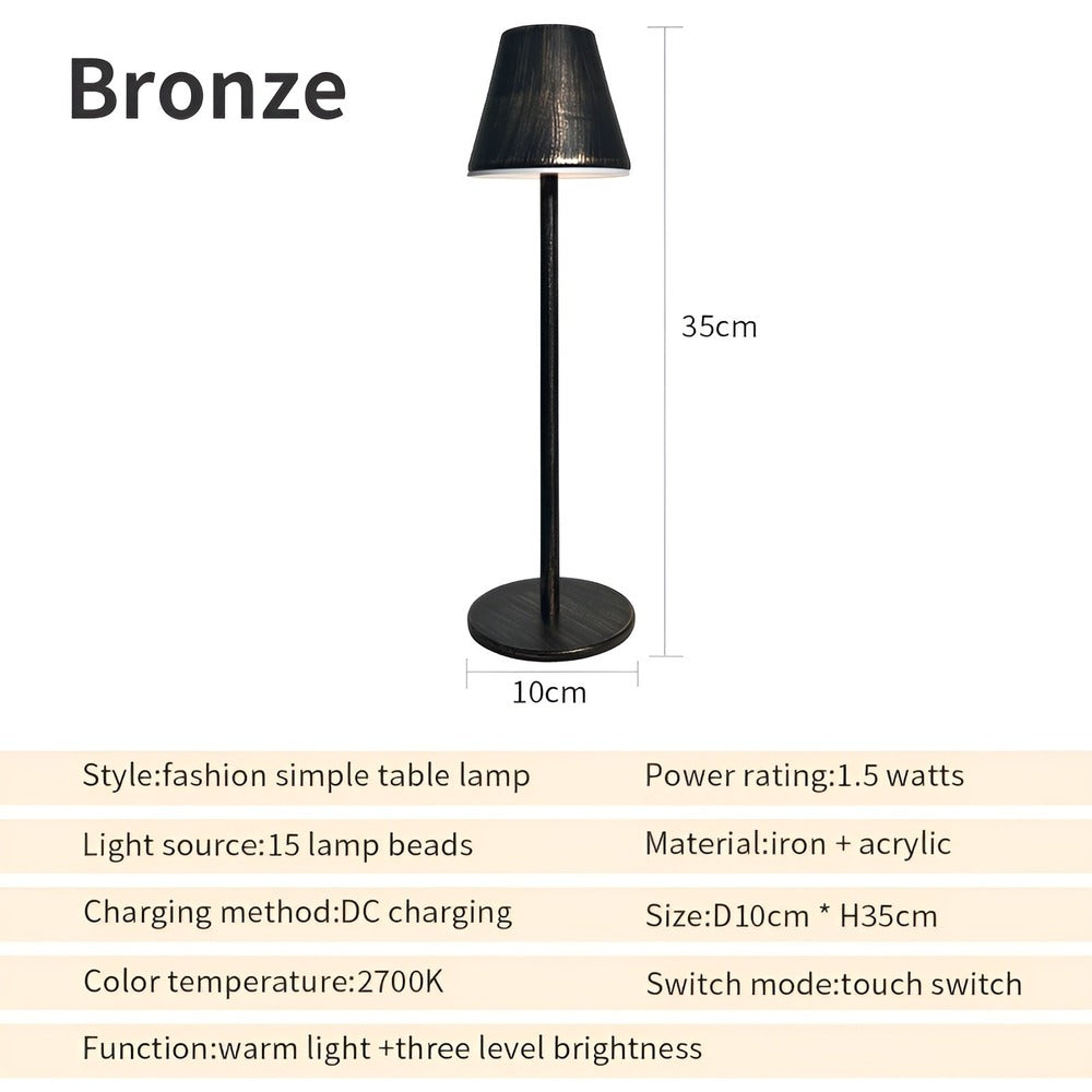 Modern Table Lamp - LED Metal Lamp with Touch Switch and USB Port