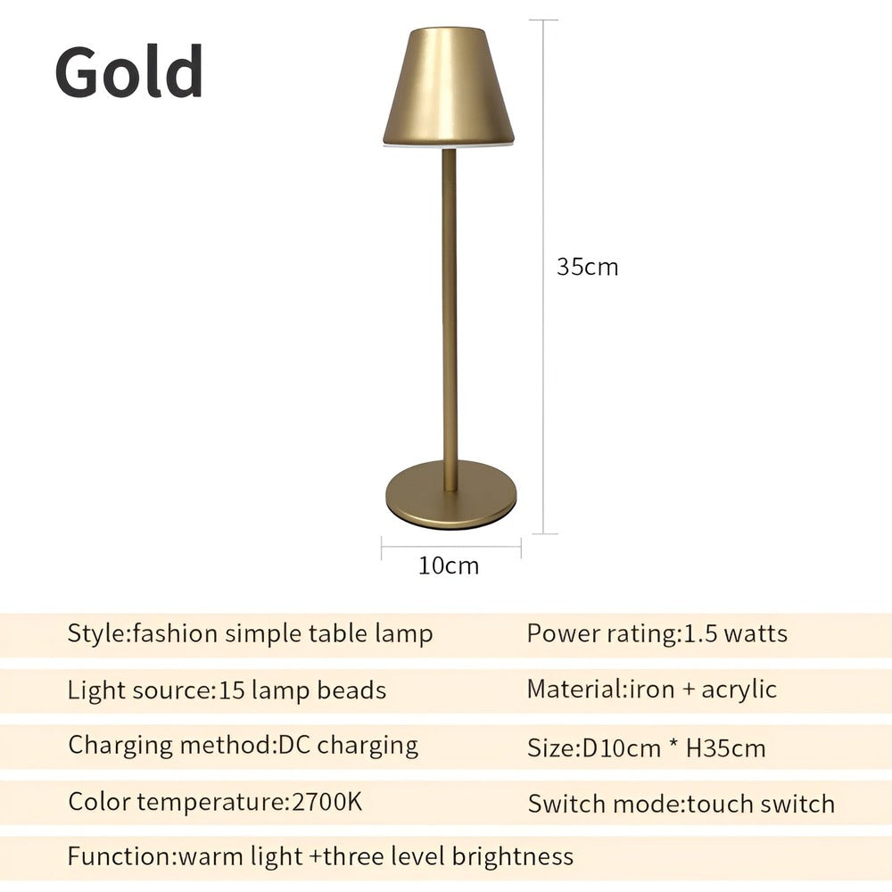 Modern Table Lamp - LED Metal Lamp with Touch Switch and USB Port