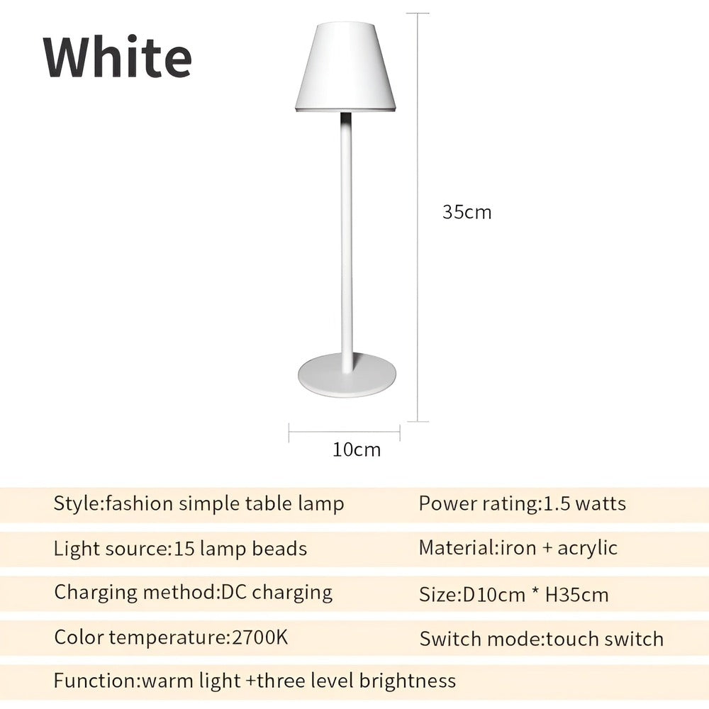 Modern Table Lamp - LED Metal Lamp with Touch Switch and USB Port