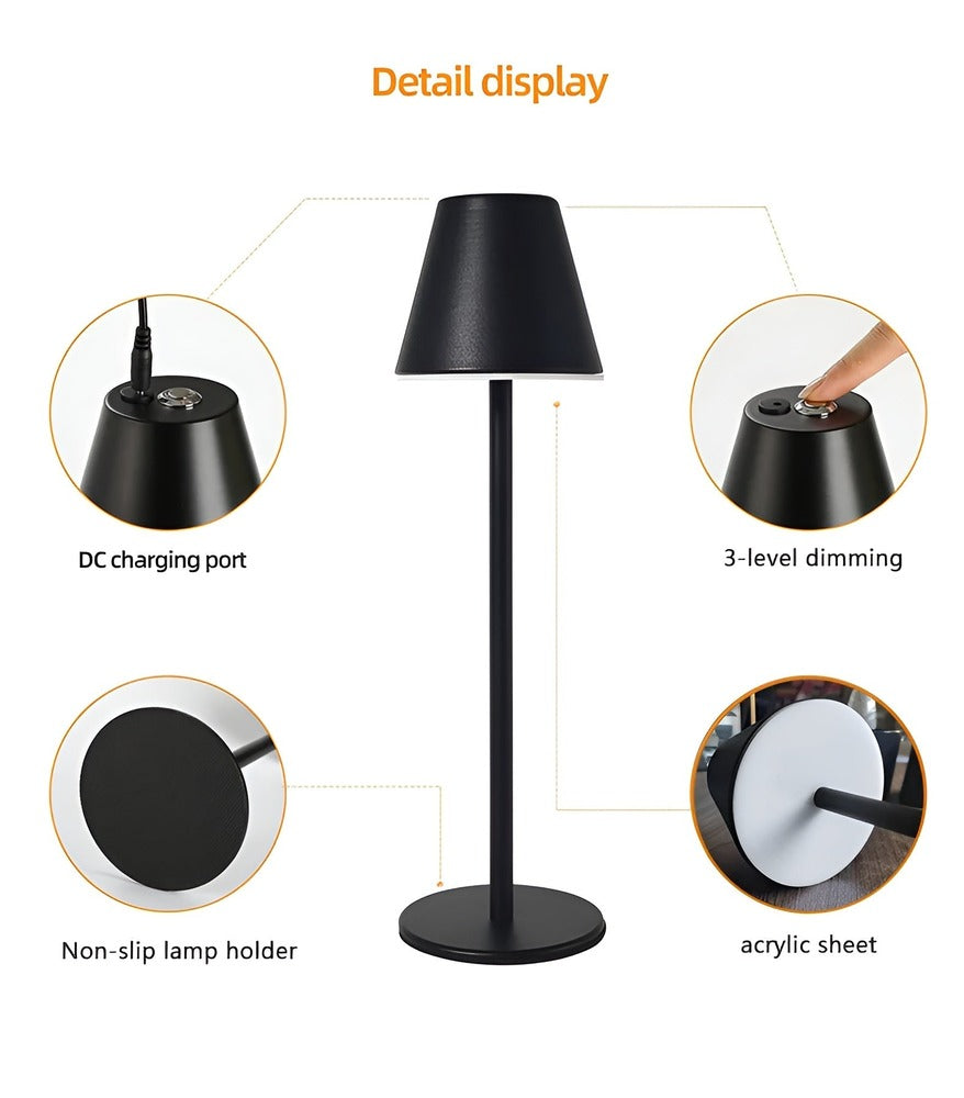 Modern Table Lamp - LED Metal Lamp with Touch Switch and USB Port