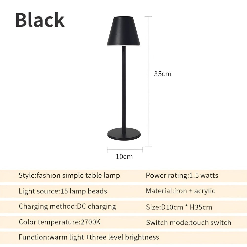 Modern Table Lamp - LED Metal Lamp with Touch Switch and USB Port