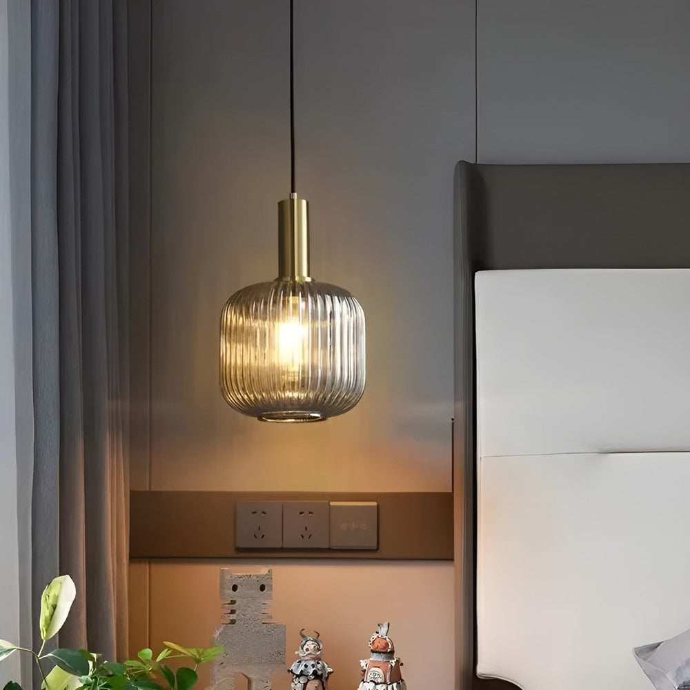 HuedRibbad Pendant Lamp - Striped Vintage Glass Chandelier