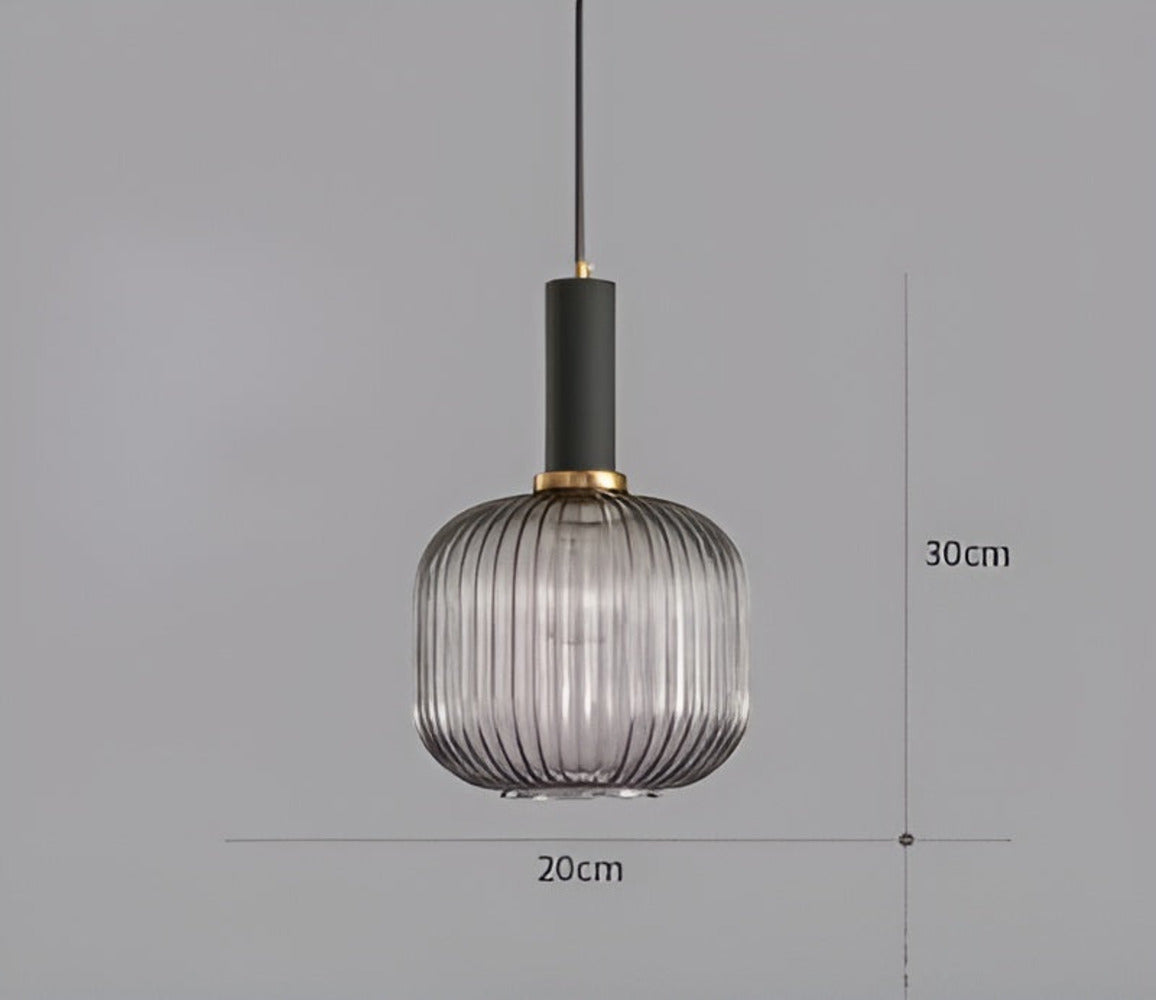HuedRibbad Pendant Lamp - Striped Vintage Glass Chandelier