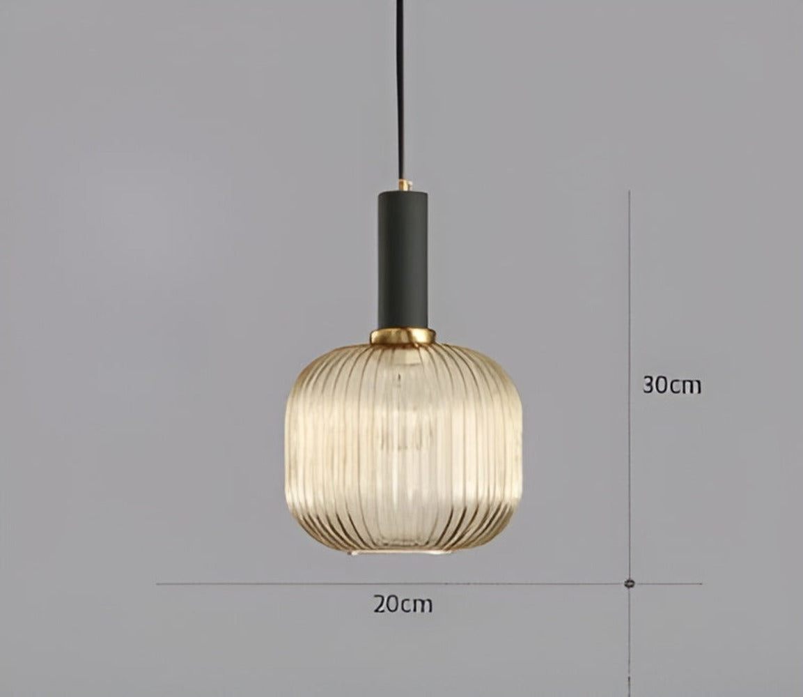 HuedRibbad Pendant Lamp - Striped Vintage Glass Chandelier