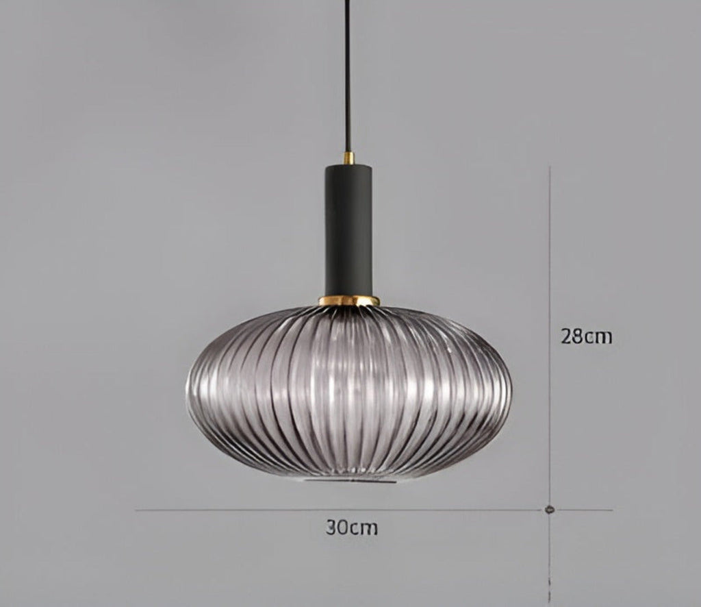HuedRibbad Pendant Lamp - Striped Vintage Glass Chandelier