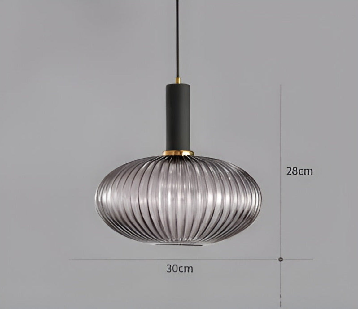 HuedRibbad Pendant Lamp - Striped Vintage Glass Chandelier