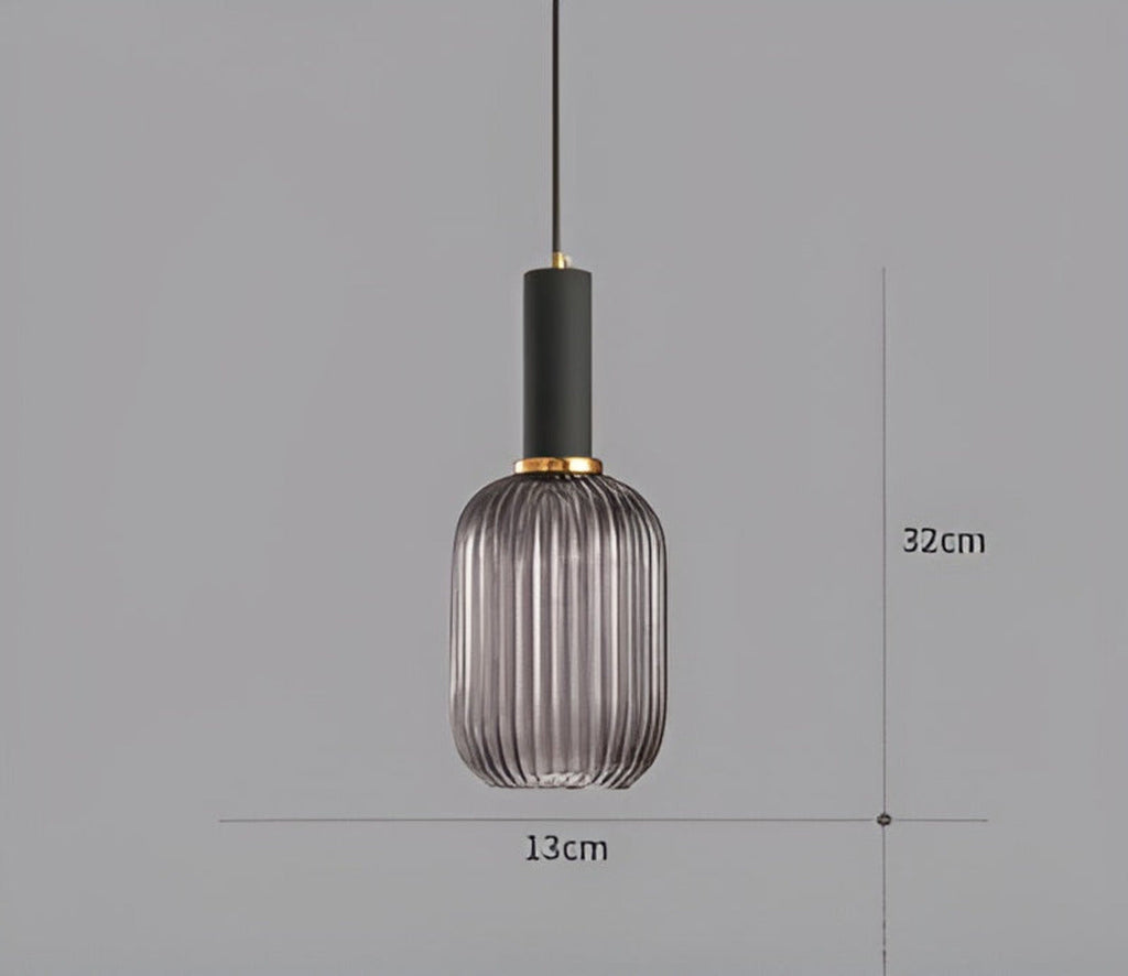 HuedRibbad Pendant Lamp - Striped Vintage Glass Chandelier
