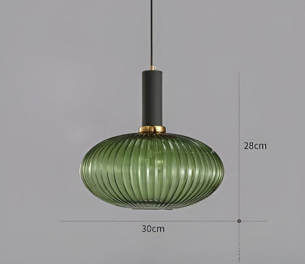 HuedRibbad Pendant Lamp - Striped Vintage Glass Chandelier