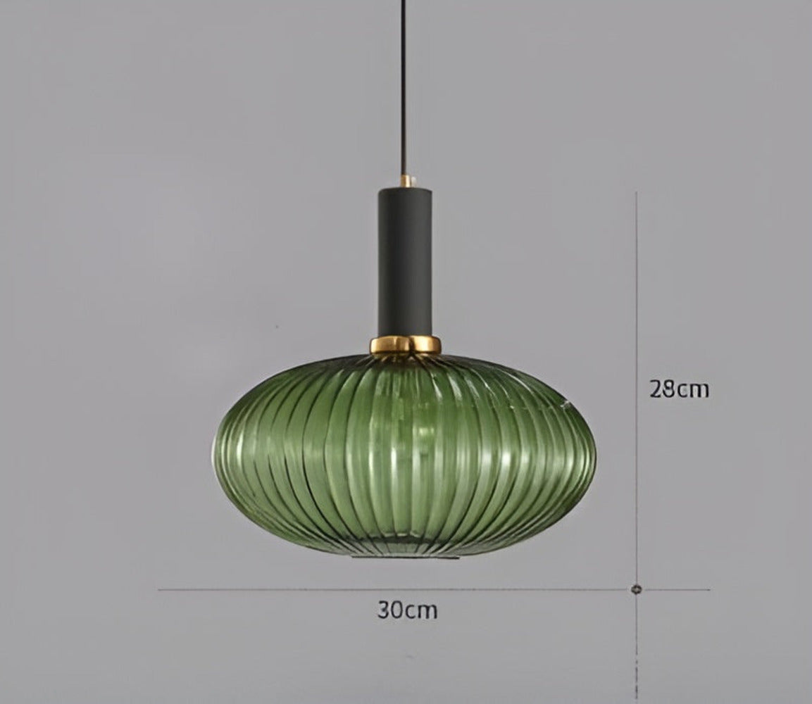 HuedRibbad Pendant Lamp - Striped Vintage Glass Chandelier