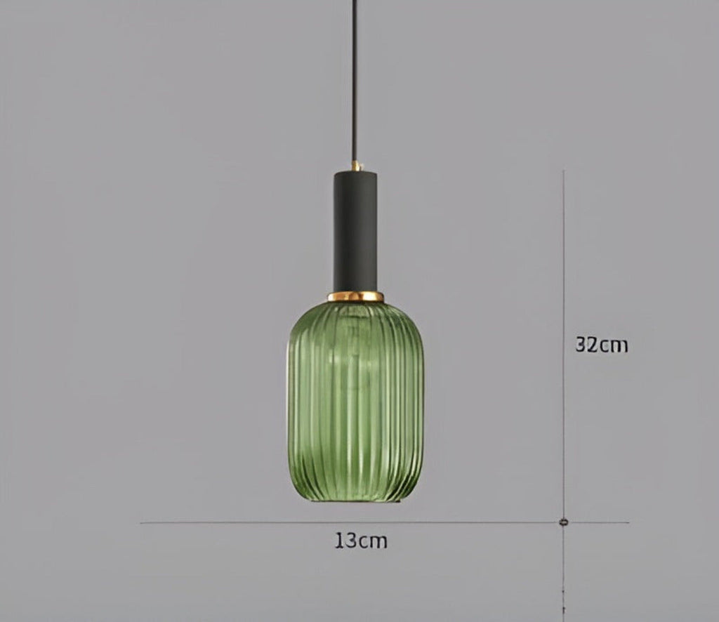 HuedRibbad Pendant Lamp - Striped Vintage Glass Chandelier