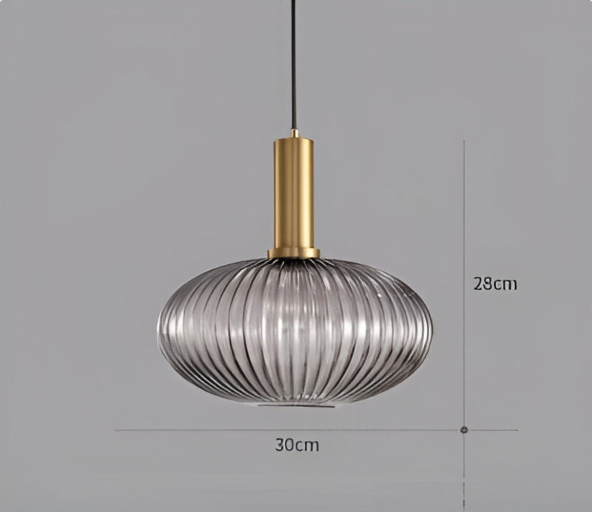 HuedRibbad Pendant Lamp - Striped Vintage Glass Chandelier