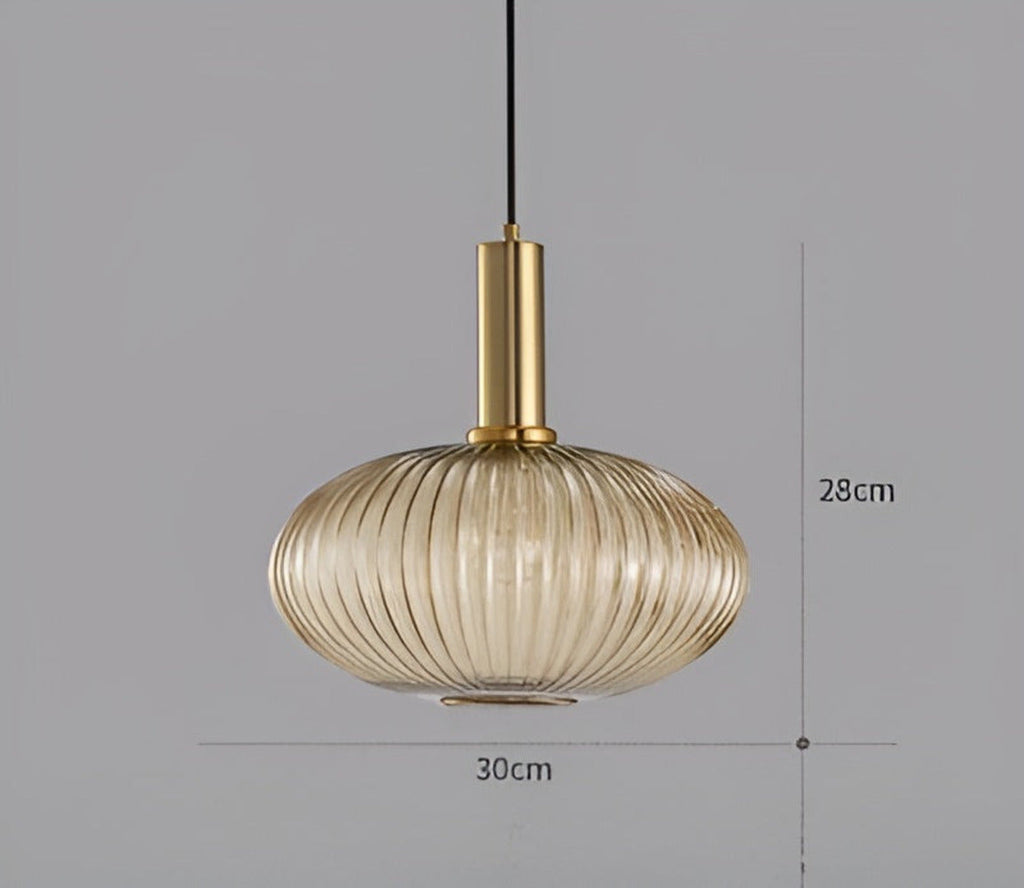 HuedRibbad Pendant Lamp - Striped Vintage Glass Chandelier