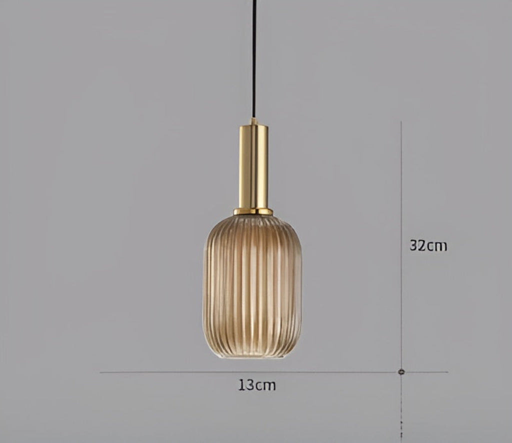 HuedRibbad Pendant Lamp - Striped Vintage Glass Chandelier