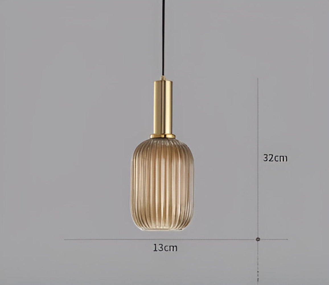 HuedRibbad Pendant Lamp - Striped Vintage Glass Chandelier