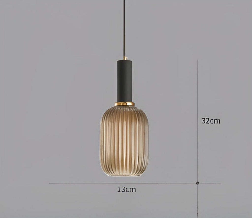 HuedRibbad Pendant Lamp - Striped Vintage Glass Chandelier