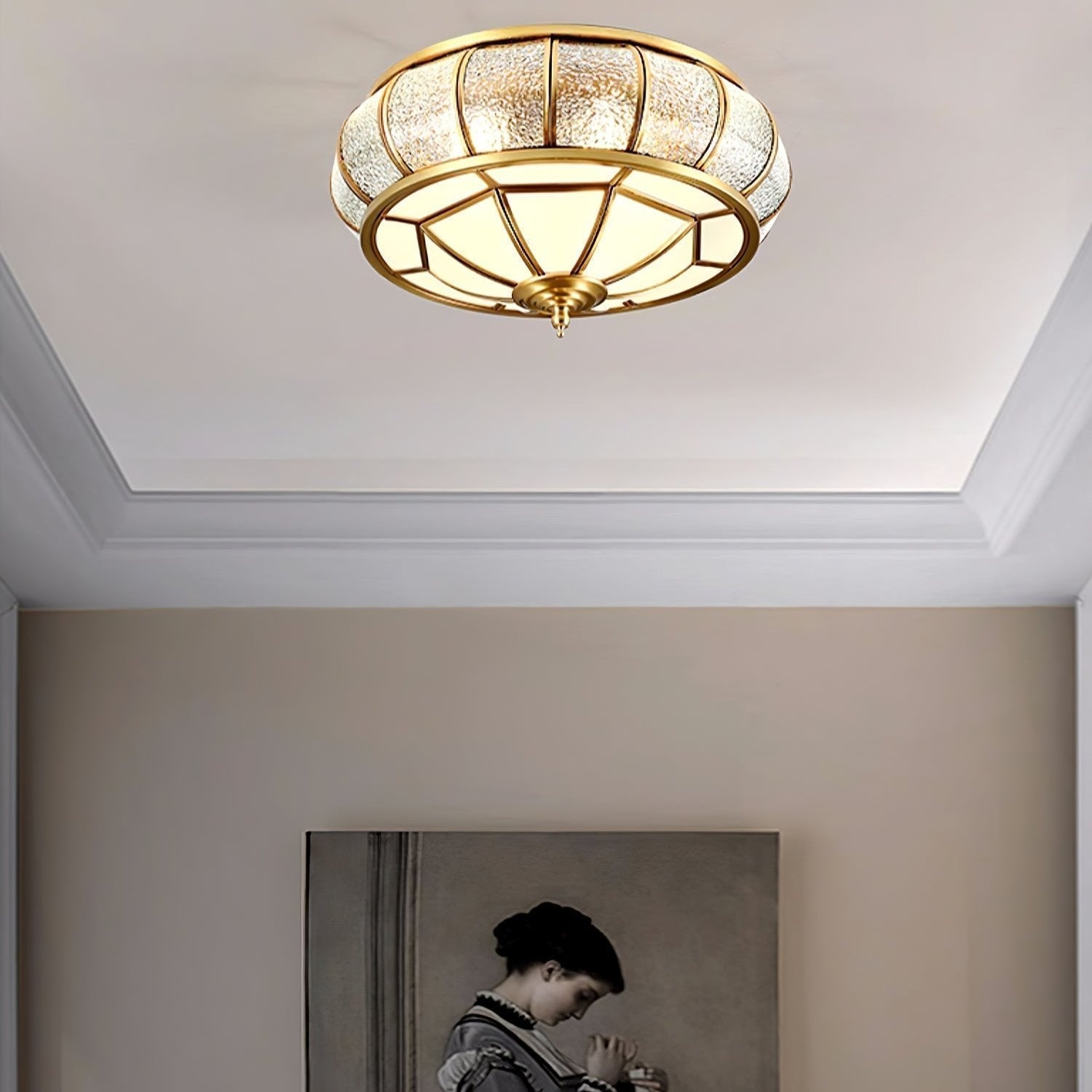 Round Glass Flush Mount with Textured Glass