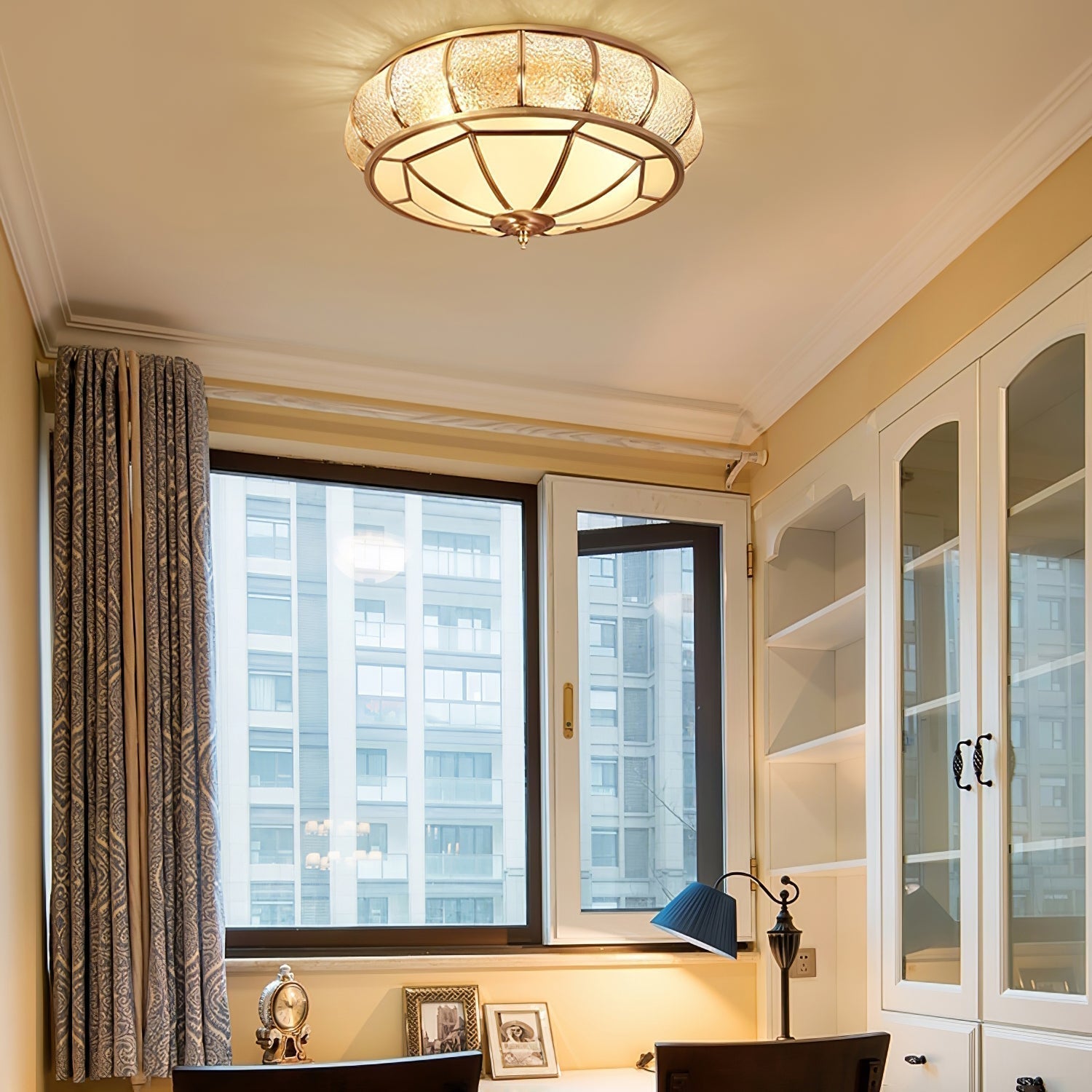 Round Glass Flush Mount with Textured Glass