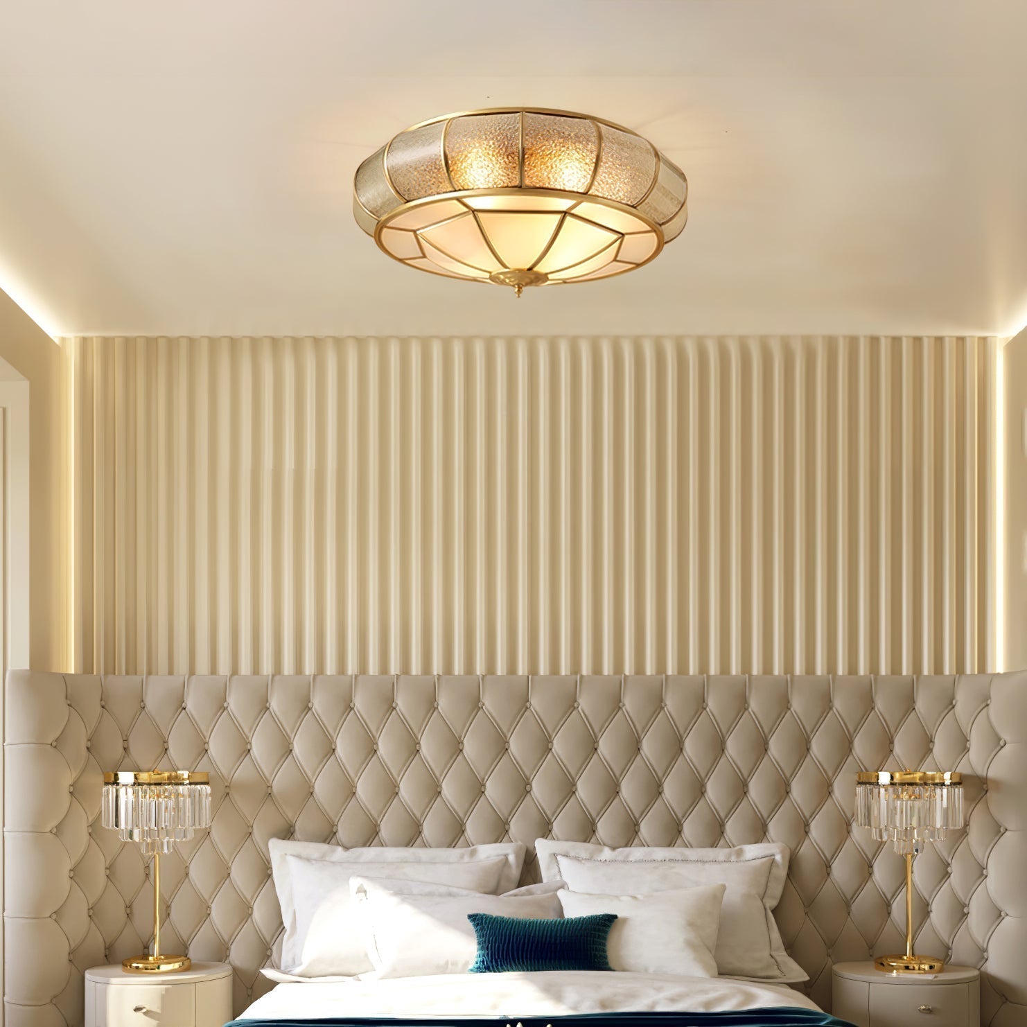 Round Glass Flush Mount with Textured Glass