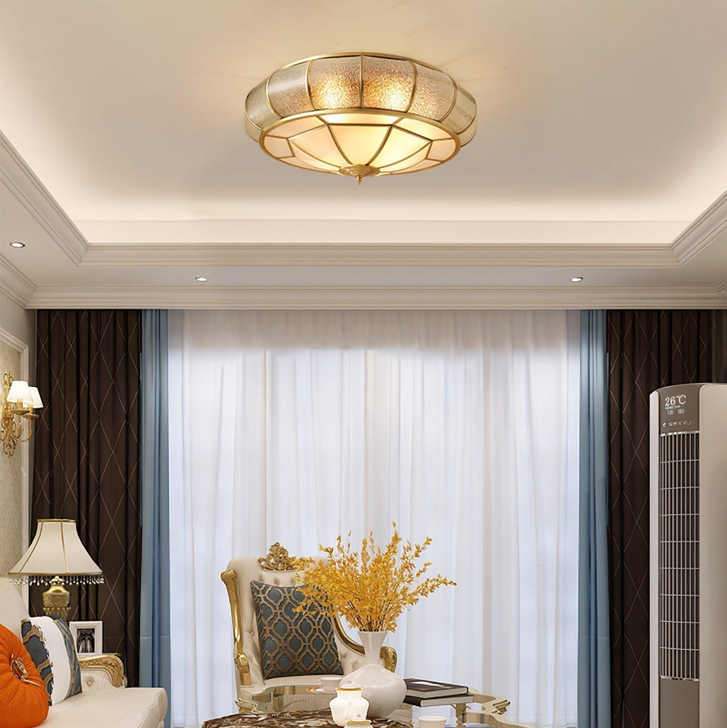 Round Glass Flush Mount with Textured Glass