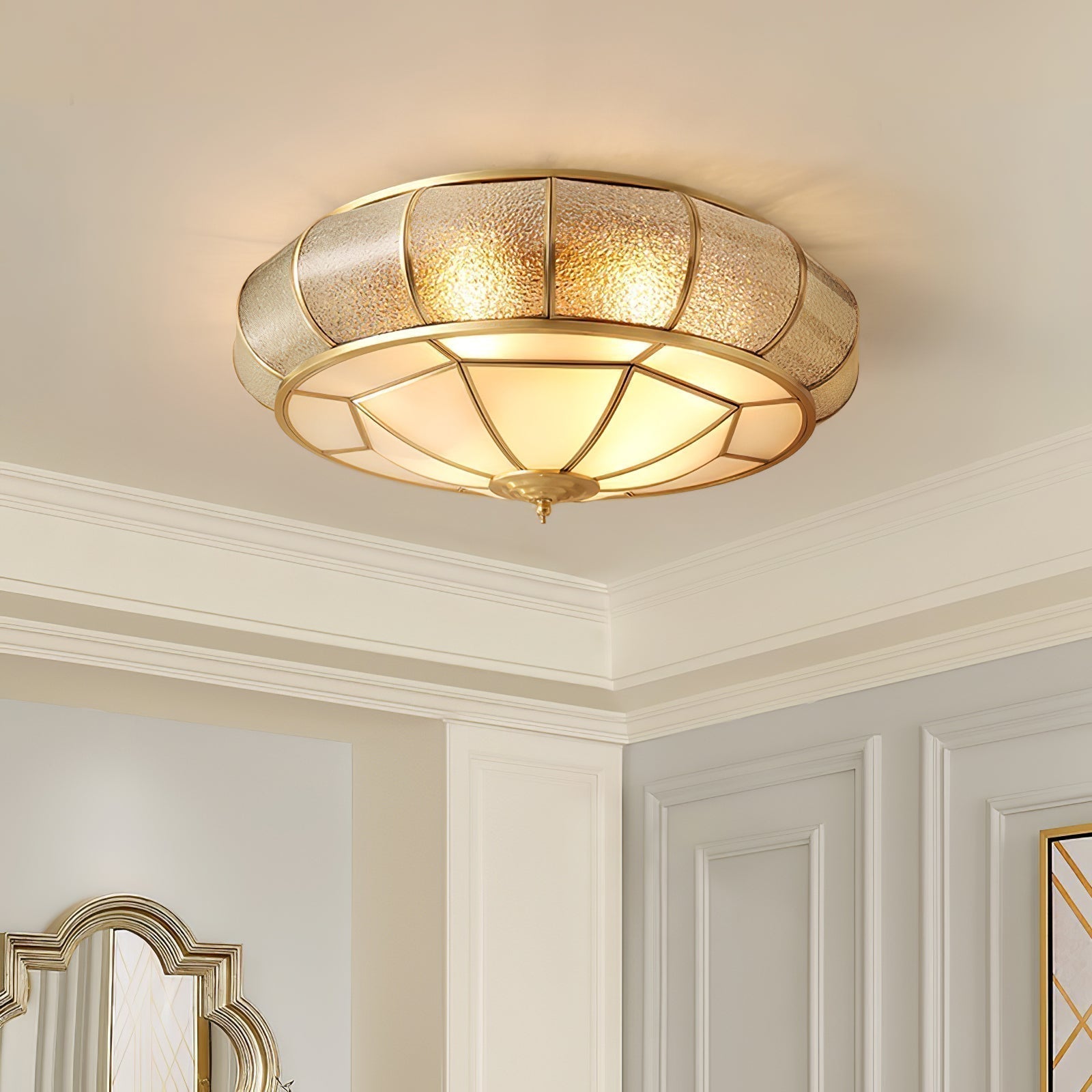 Round Glass Flush Mount with Textured Glass