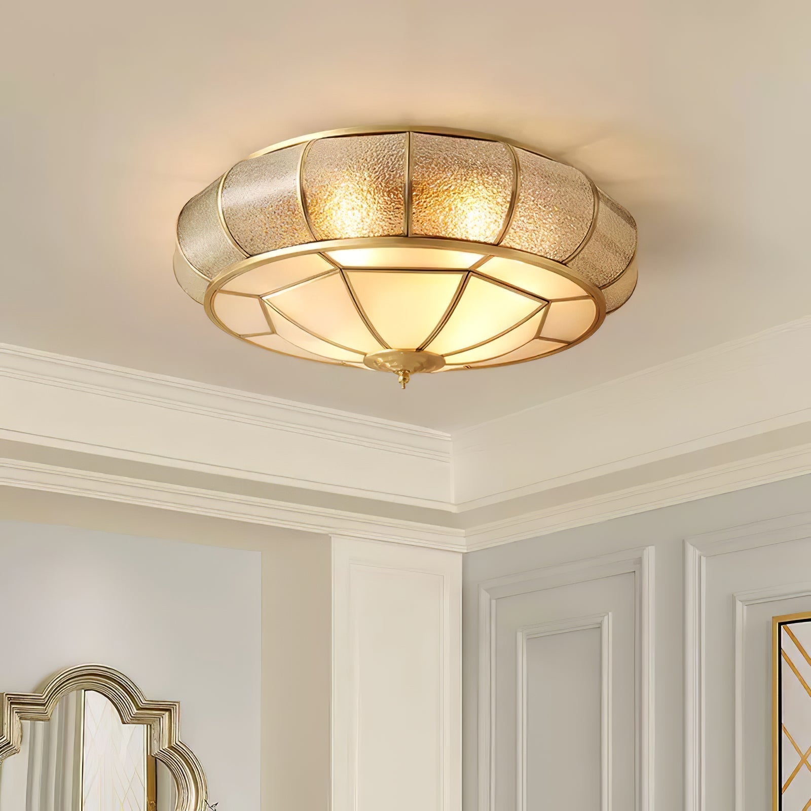 Round Glass Flush Mount with Textured Glass