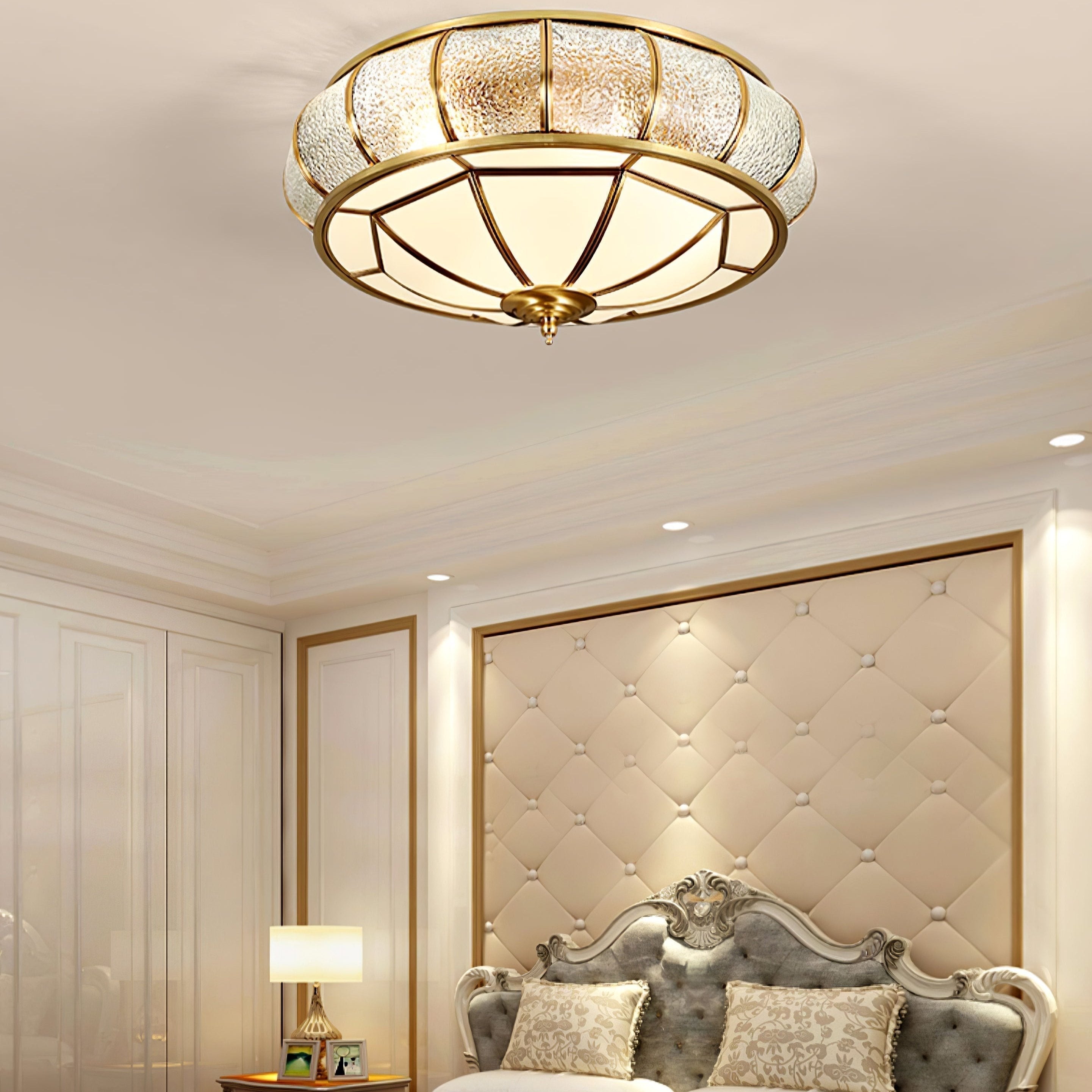 Round Glass Flush Mount with Textured Glass