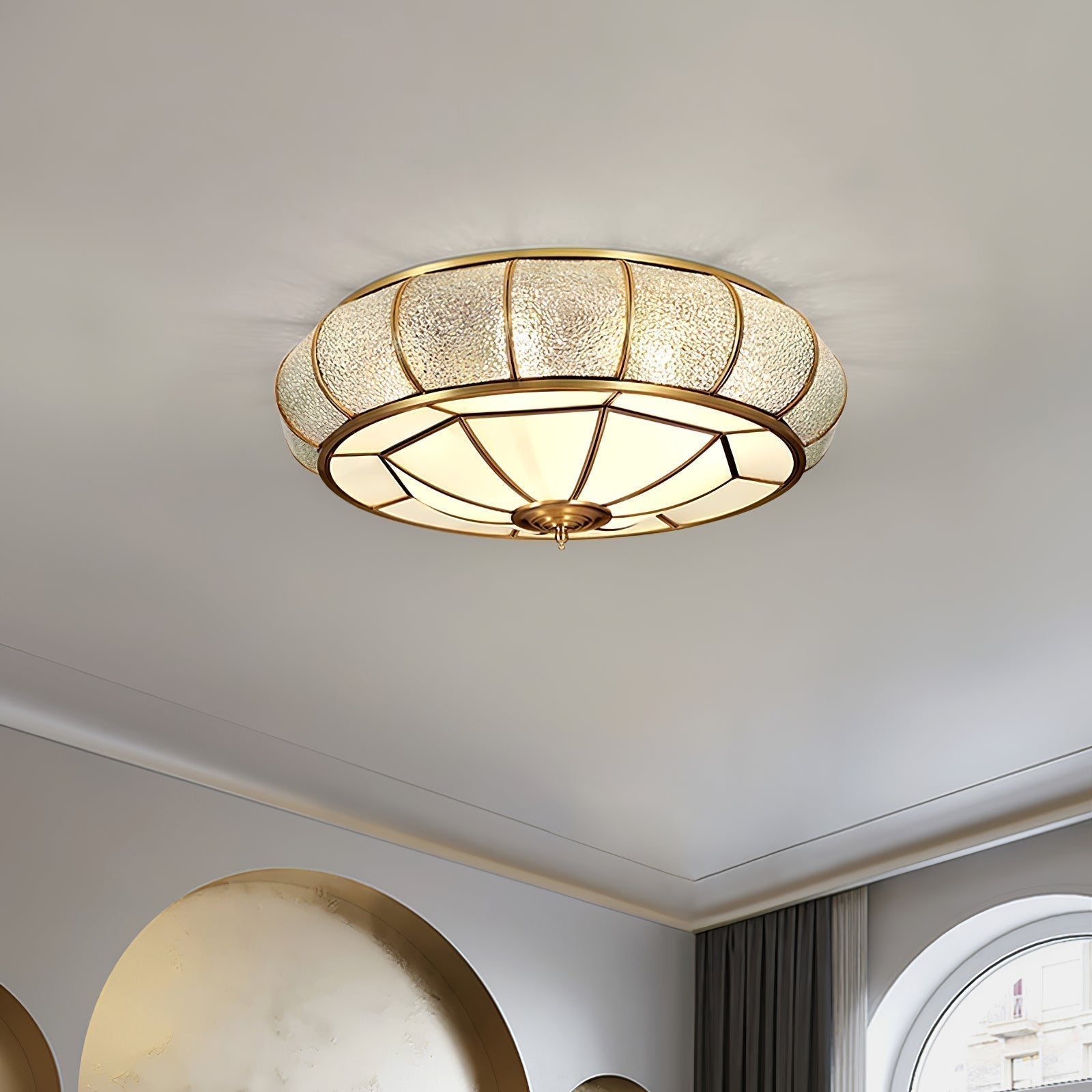 Round Glass Flush Mount with Textured Glass