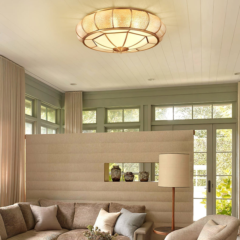 Round Glass Flush Mount with Textured Glass