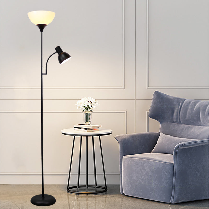Minimalist Iron Floor Lamp with Two Light Sources in Black or Gold