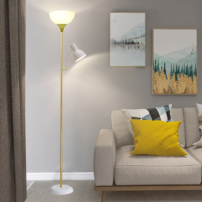 Minimalist Iron Floor Lamp with Two Light Sources in Black or Gold