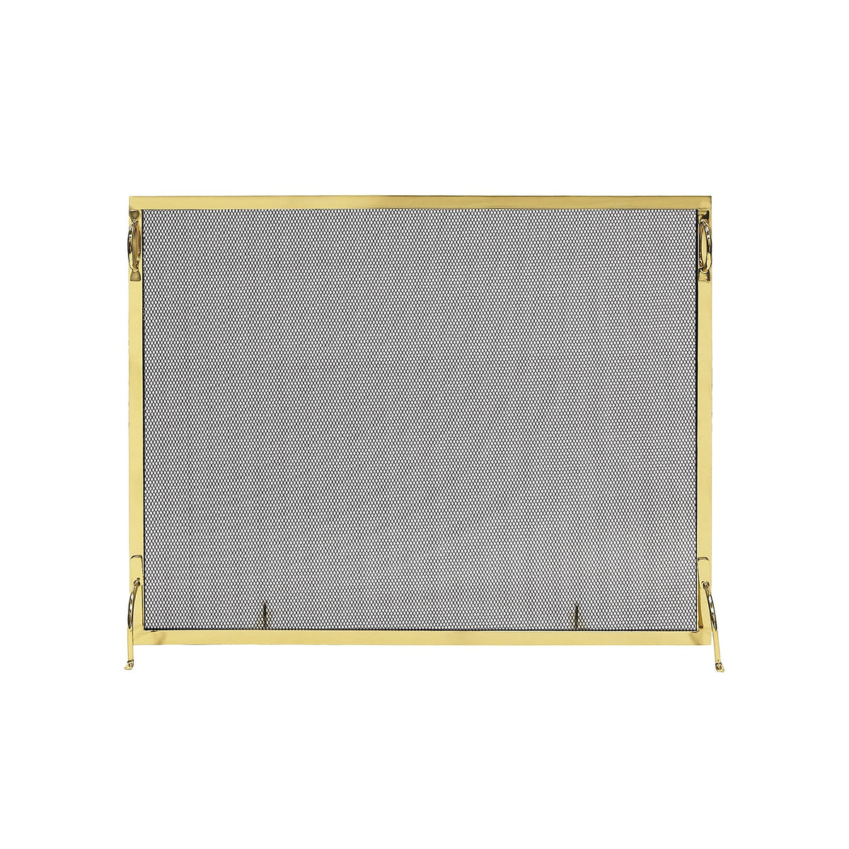 Montreal flat fireplace screen in polished brass