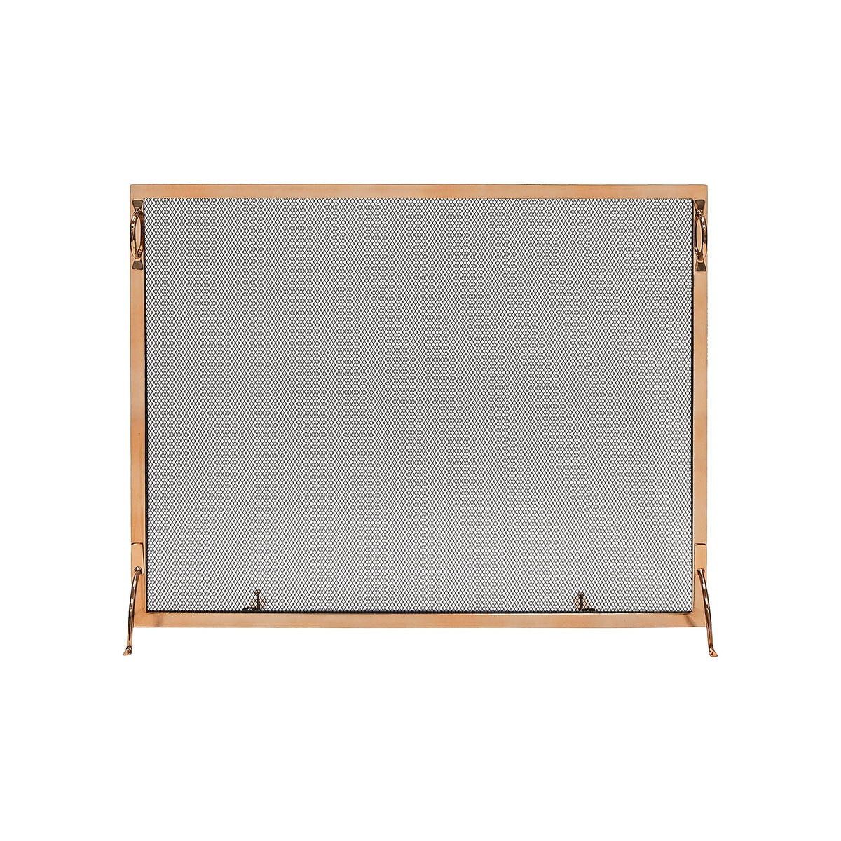 Montreal flat fireplace screen in polished copper