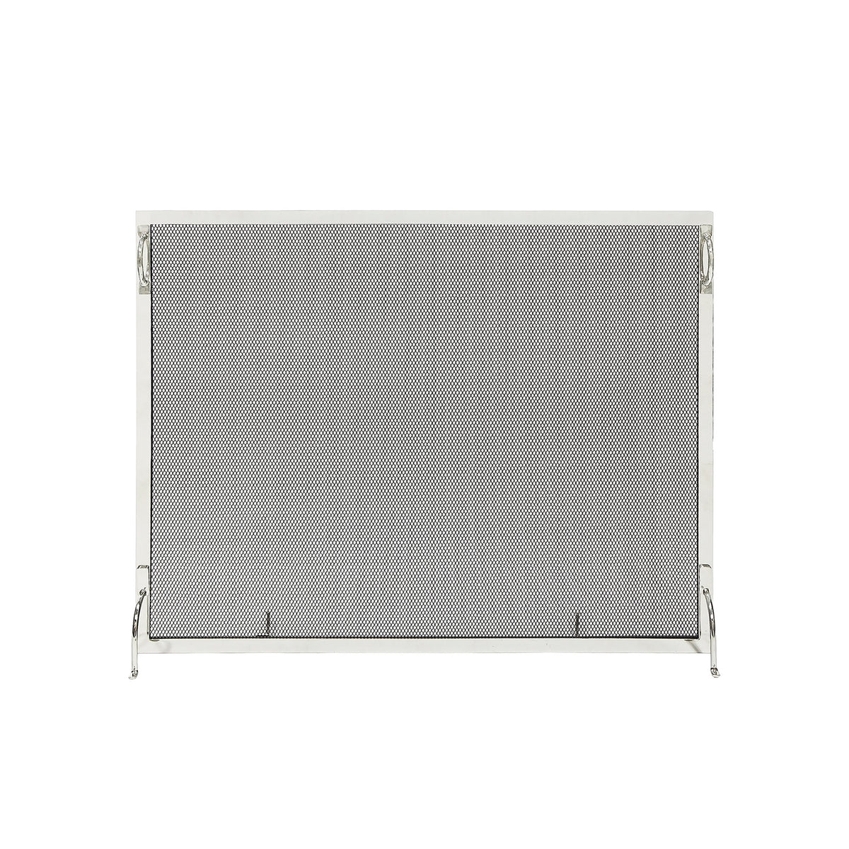 Montreal flat fireplace screen in polished nickel