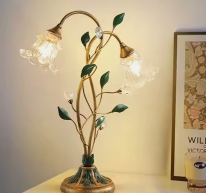 New French Floral Table Lamp