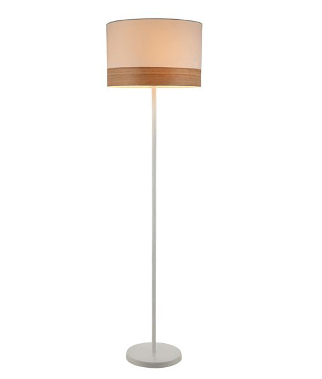 Stylish Drum-Shaped Floor Lamp E27 1470mm 72W White and Wood