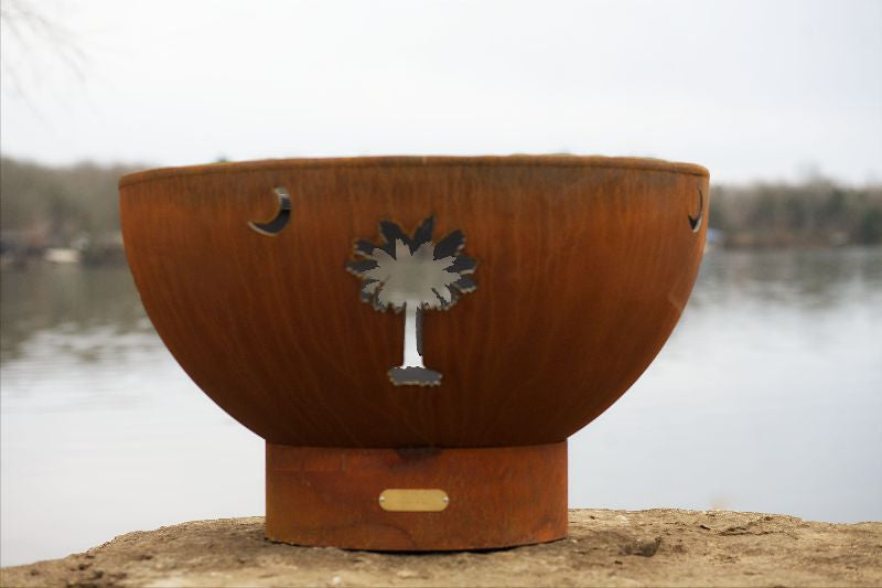 Fire Pit Art Tropical Moon 36" Steel Fire Pit