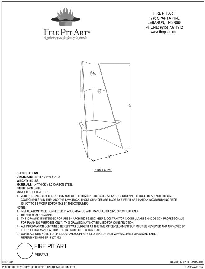 Vesuvius dimensions drawing