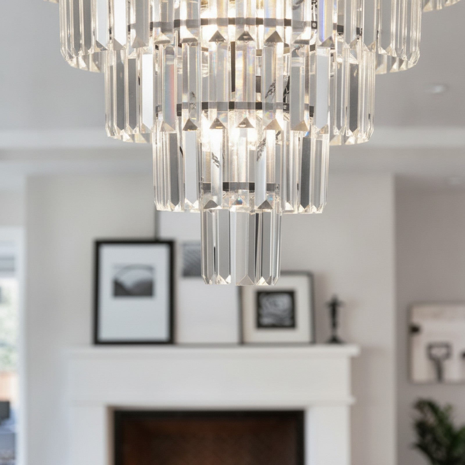 Modern Luxury Black Crystal 10-Light Flush Mount — detail — Maison Bruxelle