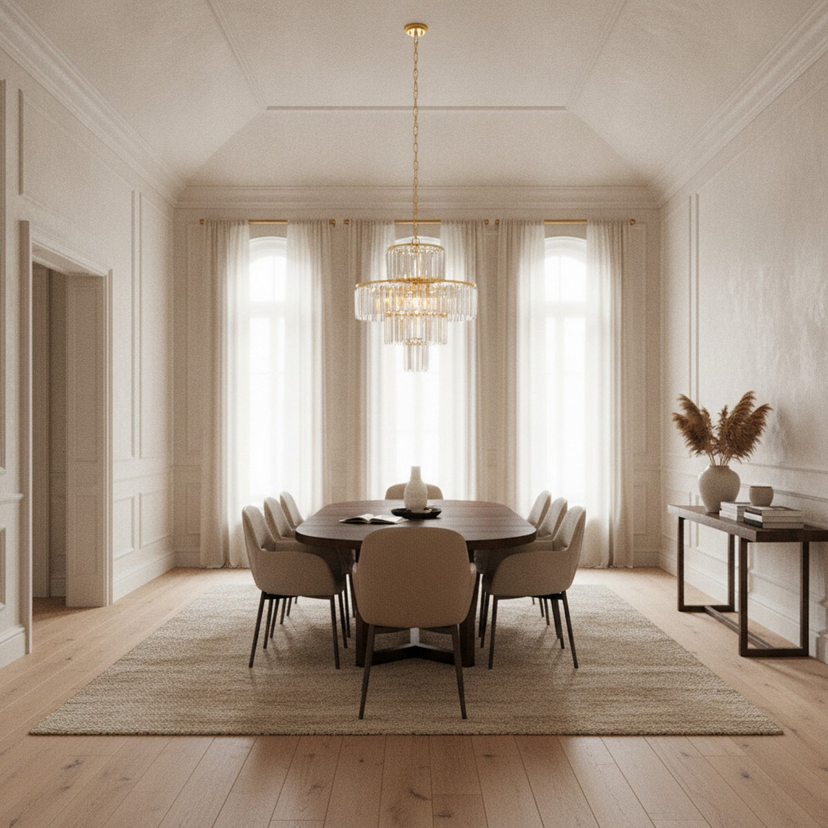 Luxury Gold Frame 4-Tier Crystal 12-Light Chandelier — styled in a Maison Bruxelle interior