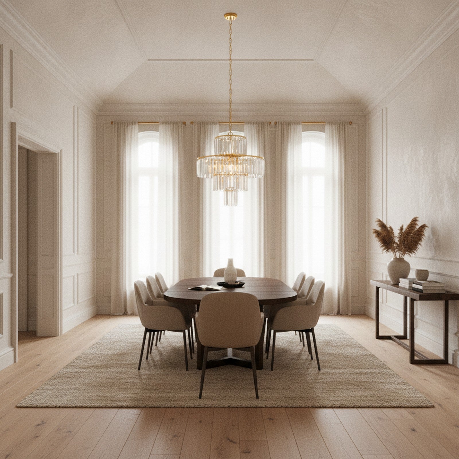Luxury Gold Frame 4-Tier Crystal 12-Light Chandelier — styled in a Maison Bruxelle interior