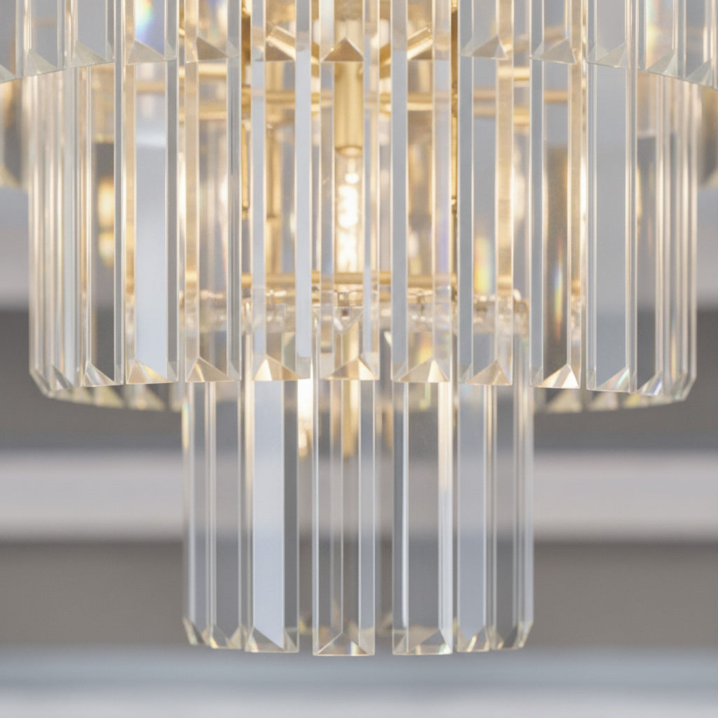 Luxury Gold Frame 3-Tier Crystal 7-Light Chandelier — detail — Maison Bruxelle