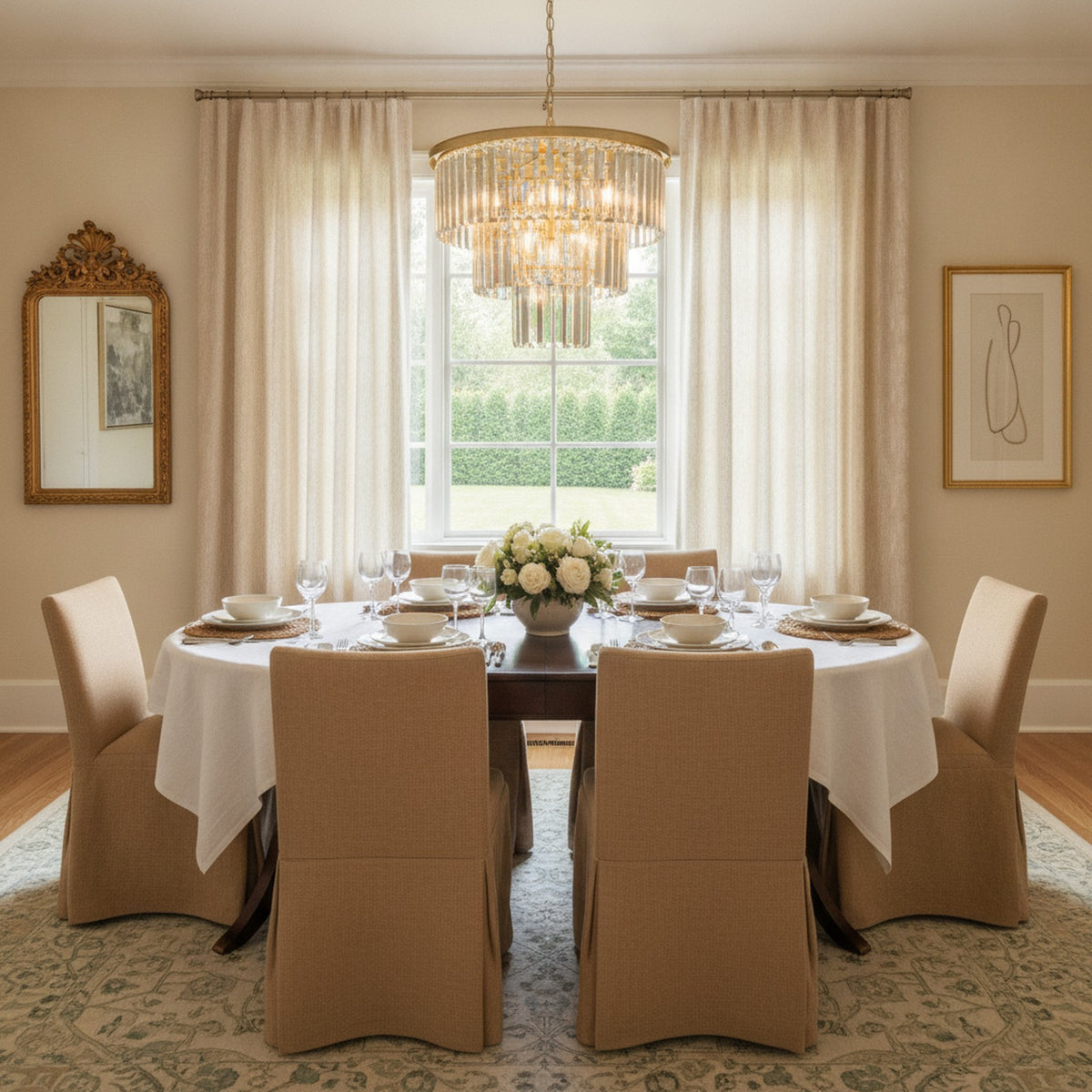 Luxury Gold Frame 3-Tier Crystal 7-Light Chandelier — styled in a Maison Bruxelle interior