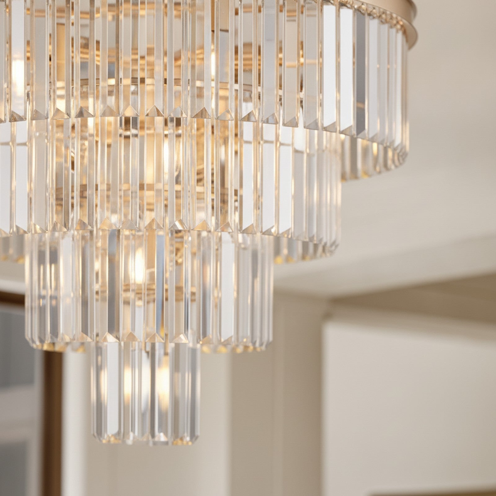 Golden Modern Luxury Crystal Chandelier — detail — Maison Bruxelle