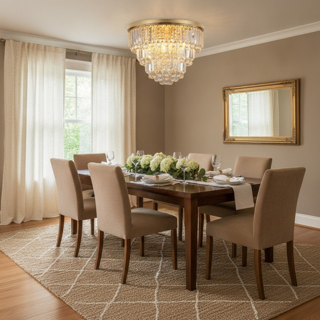 Gold Luxury Modern Crystal Chandelier — styled in a Maison Bruxelle interior
