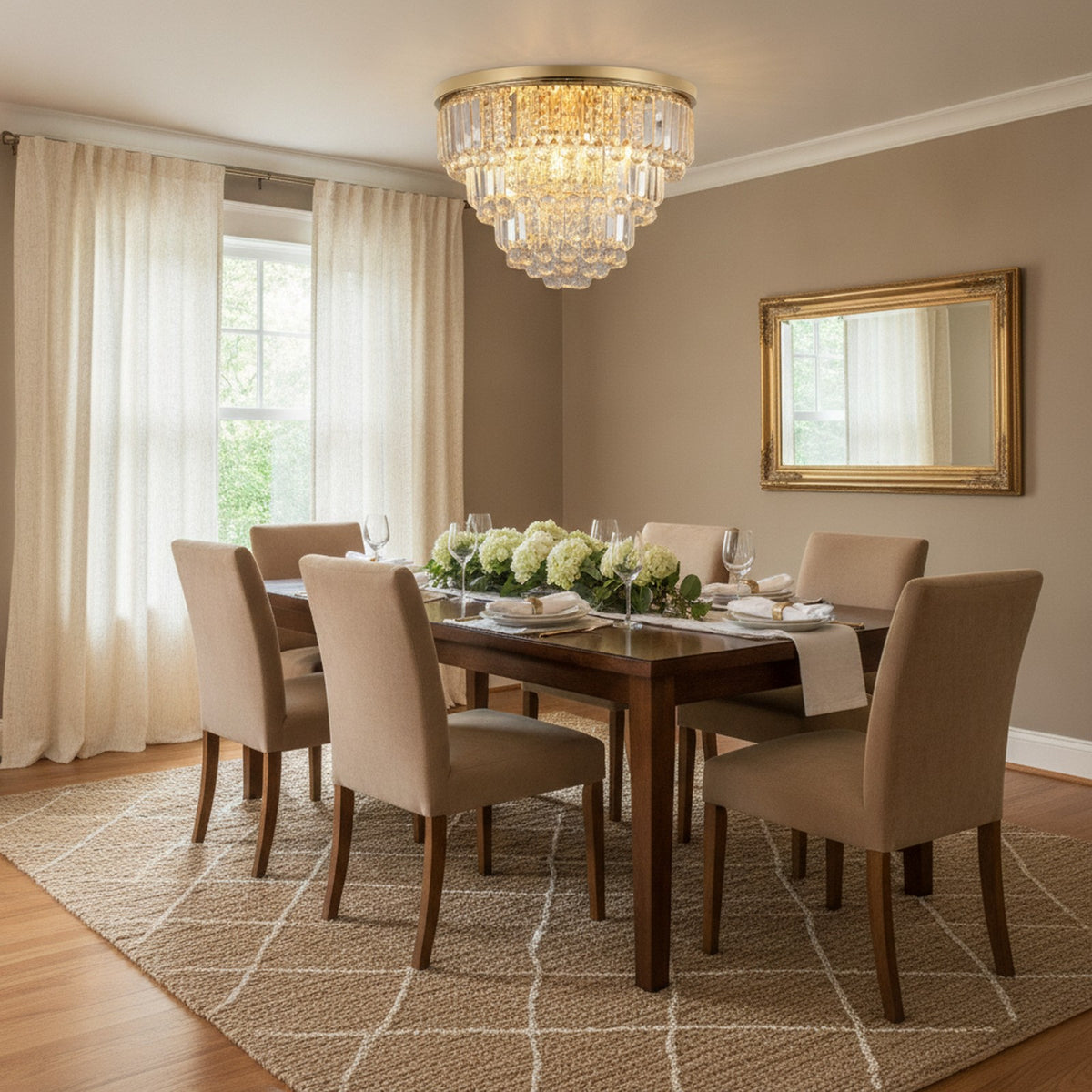 Gold Luxury Modern Crystal Chandelier — styled in a Maison Bruxelle interior